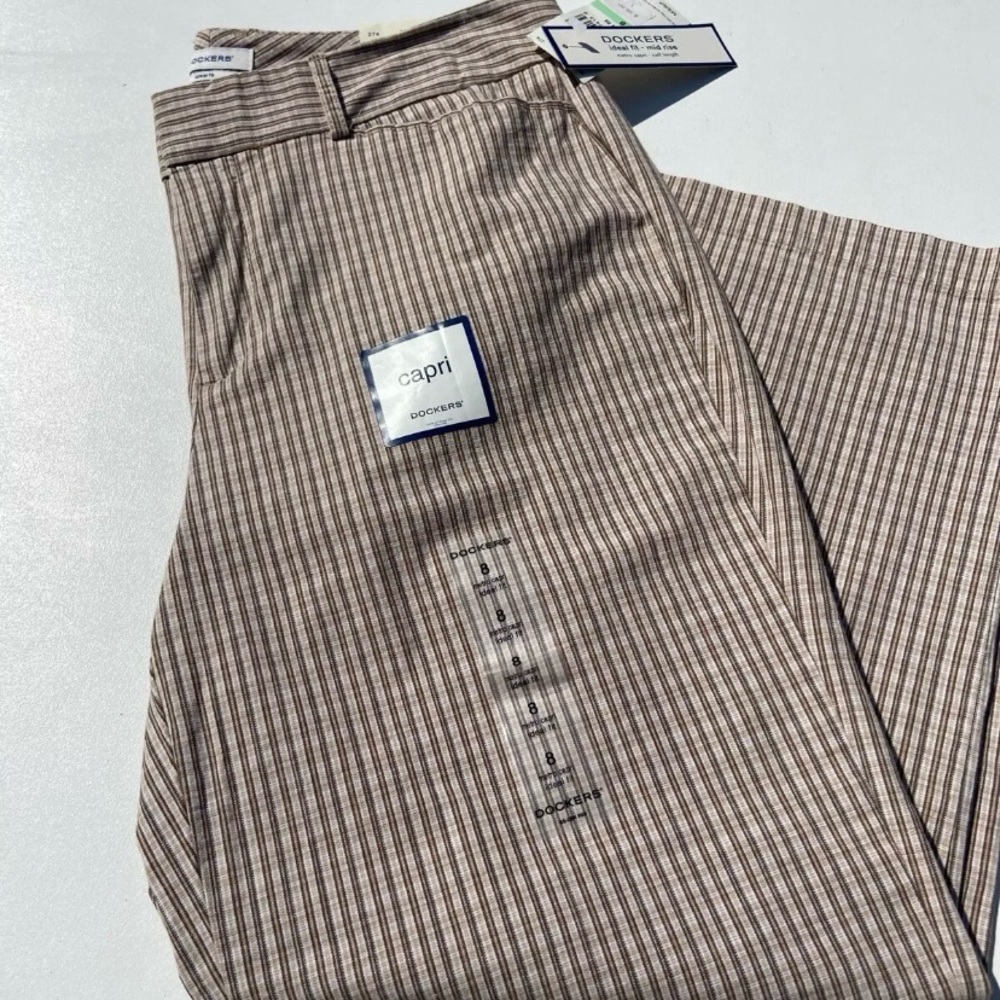 DOCKERS Ideal Fit  Cropped Metro Capri Pants - Women's SZ 8 Striped Dressy NWT